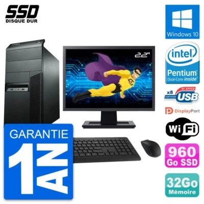 PC tour LENOVO M92p Pantalla 22" Pentium G2020 RAM 32Go GB 960Go Windows 10 Wifi - Imagen 1 de 4