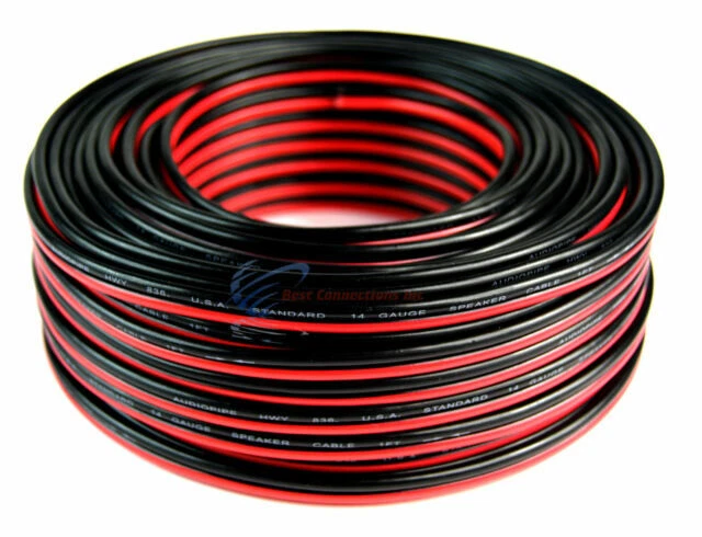 Audiopipe 14GA 100 Speaker Wire Zipper Closure Cable - Red/Black