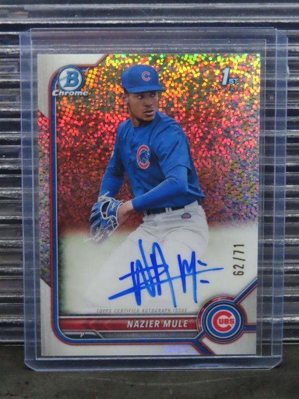 2022 Bowman Chrome Draft Nazier Mule 1st Prospect Sparkle Refractor Auto #62/71