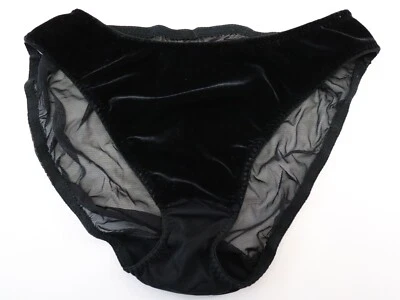 VTG Warner's Y2K Velvet Beware Sheer Back Bikini Panties LARGE - Image 1 of 4