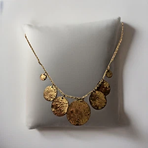 Collana donna vintage martellata dichiarazione moda rotonda metallo oro 30"L oro - Foto 1 di 6