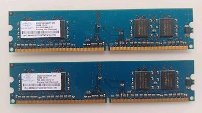 2x Nanya NT256T64UH4A0FY-37B 256MB PC2-4200  DDR2 DIMM PC4200U-444-12-C1 = 512MB - Image 1 of 4