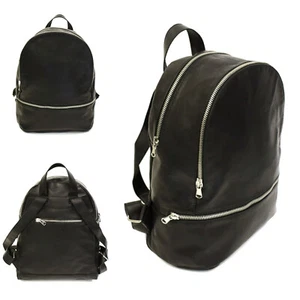 Zaino Donna Vera Pelle Nero Acciaio Borsa Zainetto Scuola Viaggio VIETRI LEATHER - Foto 1 di 10