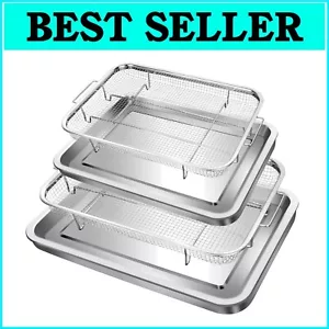 2-Piece Air Fryer Accessories Set: Oven Crisper Tray & Nonstick Cooking Basket - Picture 1 of 9