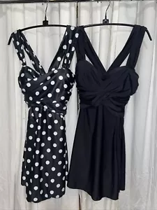 2 Cocopear Mujer Traje de Baño de Una Pieza Vestido Pantalones Cortos NEGRO Y LUNARES XL $80 - Imagen 1 de 13