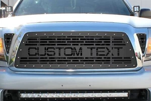 Custom Aftermarket Steel Grille for 2005-11 Toyota Tacoma CUSTOMIZED TEXT Black - Picture 1 of 6