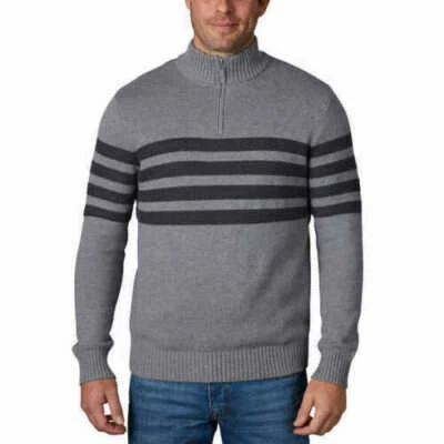 Suéter a Rayas Tahari Para Hombres Cuarto Cremallera Gris Pullover XXL NUEVO 2XL Cuello Simulado Foto 1 de 4