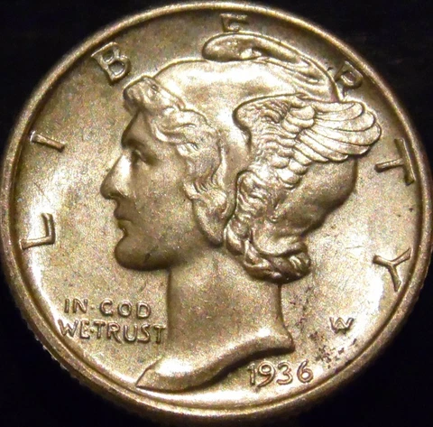 1936-P Mercury Dime Gem BU Uncirculated Full Bands Cover