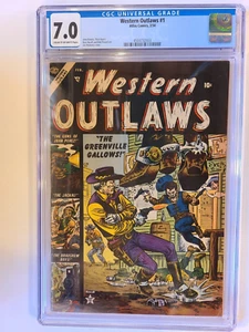 WESTERN OUTLAWS # 1 ATLAS 1954 CGC 7.0 JOHN ROMITA ART VERY SCARCE - Picture 1 of 2