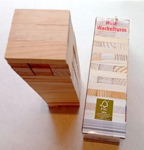 HOLZ WACKELTURM HOLZSPIELZEUG GESCHICKLICHKEITS SPIEL 100% FSC - Bild 1 von 4