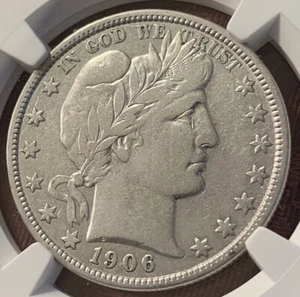 1906 D BARBER HALF DOLLAR - NGC VF DETAILS - Picture 1 of 4