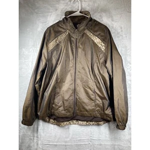 Threehearts Women's Bronze Faux Snake Print XL Zipper Jacket Raincoat EUC - Picture 1 of 9