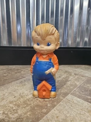 Juguete chirriante JL Prescott 1968 vintage - naranja brillante, chirrido intacto! Birdhouse Foto 1 de 4