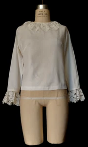 Vintage 60er Jahre MCM Damen TOP BREITE SPITZENMANSCHETTEN in WEISS von DIANE YOUNG, Langarm - Bild 1 von 8