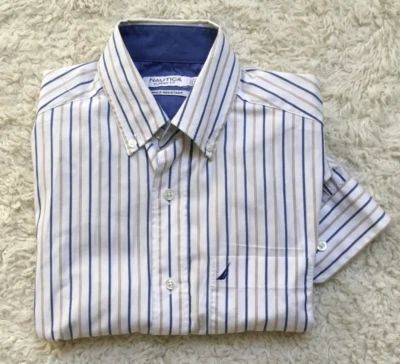 NAUTICA Mens Classic Striped Shirt Button Down Long Sleeve Wrinkle Resistant XS - Image 1 of 4