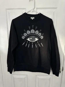 KENZO Paris bestickt Evil Lotus Eye Rundhalsausschnitt Sweatshirt schwarz Pullover 19" P-P - Bild 1 von 6