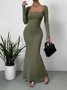 Square neck dress Autumn/Winter high cold slimming dress - Picture 1 of 1