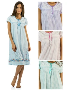 Casual Nights Women's Fancy Lace Flower Dots Short Sleeve Nightgown - Picture 1 of 20
