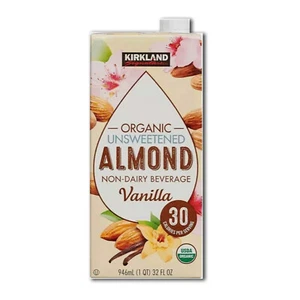 Kirkland Signature Organic Almond Beverage Vanilla Single 32 oz Box, 1 QT Vegan - Picture 1 of 2