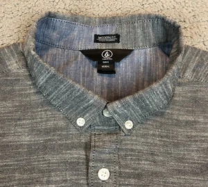 Volcom Shirt Mens Large Gray Modern Fit Short Sleeve Button Down - Picture 1 of 12