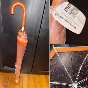 Children's Umbrella - Clear transparent / Orange dinosaurs - Opens To 31.5” - Picture 1 of 4