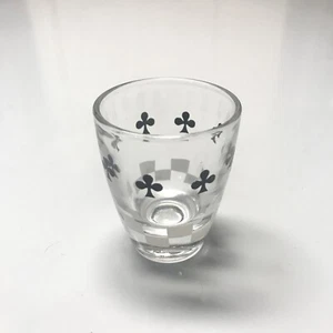 Vintage Spielkarten Clubs Schnapsglas 60er Jahre mit karierter Grafik a - Bild 1 von 3