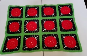 Green Black Red Baby, Doll, or Pet BLANKET 15" X 30"   HANDMADE CROCHETED AFGHAN - Picture 1 of 2