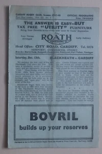 Cardiff v Blackheath 1947-1948 Rugby Union programme - Picture 1 of 3