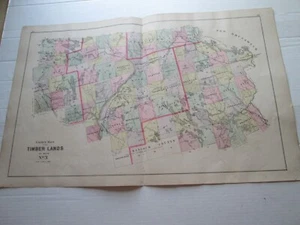 UN (1) MAPA ANTIGUO 1887-1888 ATLAS DE MAINE DE ESTUARDO, TIERRAS DE MADERA 2, 3 Y 4 MAPA - Imagen 1 de 5