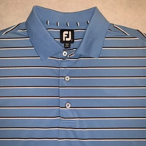 FootJoy Shirt Mens L Golf Polo Blue Black White Stripe FJ - NO COURSE LOGOS - Picture 1 of 7