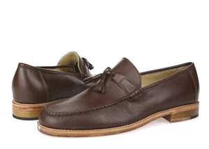 New Mens ADLER Handcrafted Brown Leather Dress Loafers Tassel Shoes Size 10.5 M - Picture 1 of 4