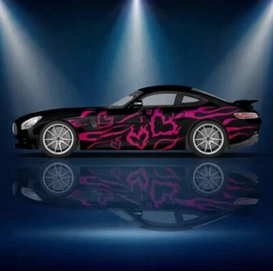 flame love Car body side sticker racing full color; Sad BOYS Flame Heart Decal - Picture 1 of 1