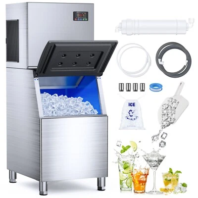 550Lbs/24H Commercial Ice Machine Stainless Steel 360Lbs Storage Self-Cleaning - Image 1 of 4