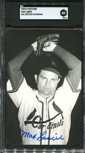 Max Lanier St. Louis Cardinals - Real Photo Postcard - SGC Authentic Autograph - Picture 1 of 2
