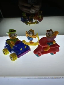 3 1988 Garfield en Scooter Triciclo y Coche McDonalds Happy Meal Juguetes - Imagen 1 de 4