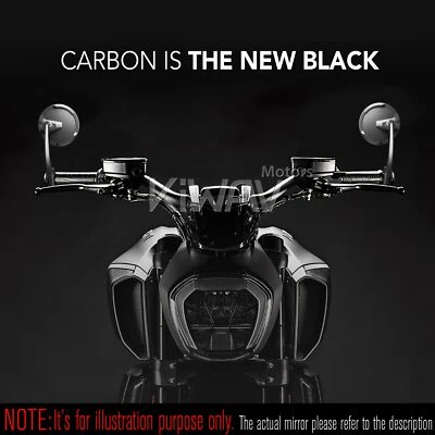 Barra de carbono espejos retrovisores redondos mate negro para Triumph 18-up Speed Triple RS Foto 1 de 4