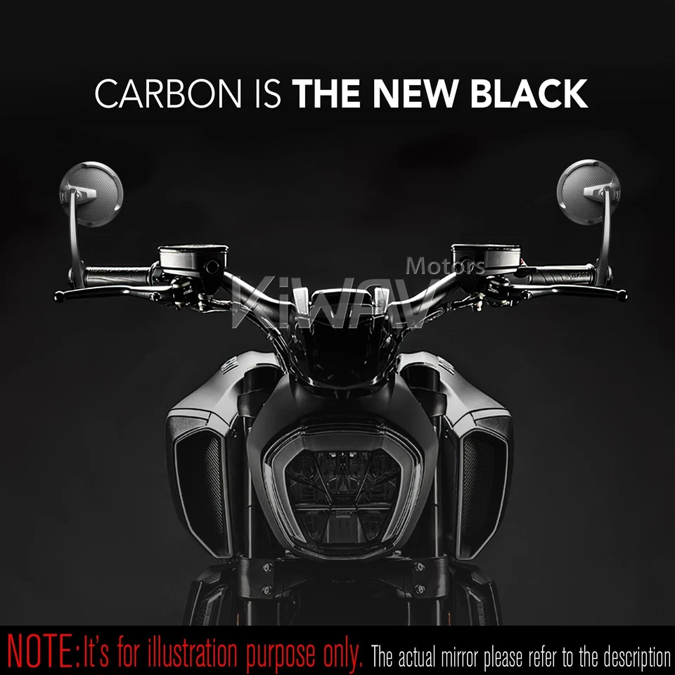 Barra de carbono espejos retrovisores redondos mate negro para Triumph 18-up Speed Triple RS Foto 1 de 4