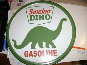 Insegna in metallo latta garage stazione di servizio benzina Sinclair Dino, diametro 11,75" - Foto 1 di 5