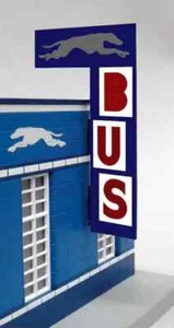 GRAYHOUND BUS - ANIMATED NEON DOUBLE SIDE SIGN HO / O Scale - PLUG-N-PLAY - NEW - Picture 1 of 17