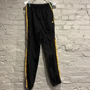 VINTAGE Starter Track Pants Youth Size XL 14-16 black/yellow Windbreaker 90s - Picture 1 of 4