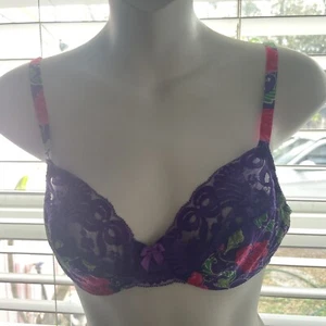 Sujetador de colección Victoria’s Secret talla 34B púrpura balconette encaje con aros etiqueta dorada usado en excelente estado - Imagen 1 de 6