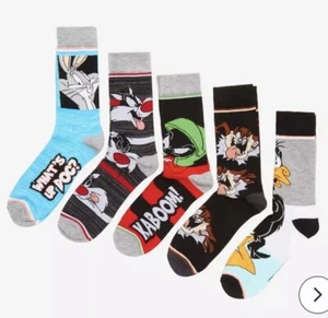 Looney Tunes Characters Crew Socks 5 Pair Size 10-13 - Picture 1 of 4