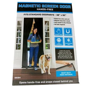 Magnetic Screen Door NIB 38" x 82" Black Hands Free Pet Friendly Stays Shut - Picture 1 of 5