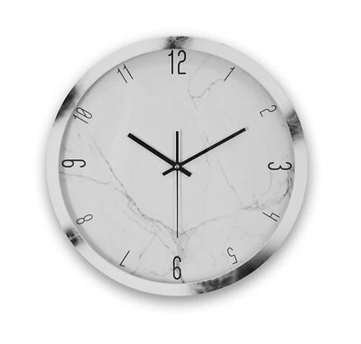 Reloj de Pared Silencioso Patrón Mármol Blanco y Negro Foto 1 de 2