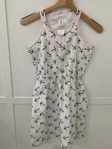 NEW! Crewcuts Sleeveless Dress Sz 14 Girls Nautical Anchors Lined Cotton Silk - Picture 1 of 6