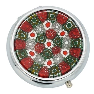 Caja de píldoras de vidrio GlassOfVenice Murano Millefiori - redonda plateada - Imagen 1 de 5