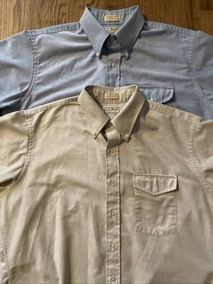Botón de sastrería vintage LL Bean puntada única Oxford talla XL azul bolsillo liso Foto 1 de 4