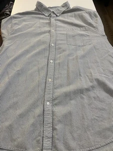 Camisa de vestir Basic Editions para hombre 4XLT azul blanco a rayas mangas largas con botones - Imagen 1 de 7