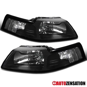 Fit 1999-2004 Ford Mustang GT SVT Cobra Black Headlights Corner Lamps Left+Right - Picture 1 of 10