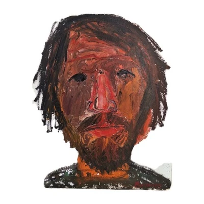 Peinture A L’huile Portrait Visage Homme Tableau Vintage - Photo 1/4